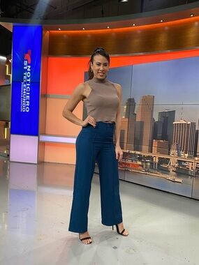 Classic High-Waist Wide-Leg Pants in Navy